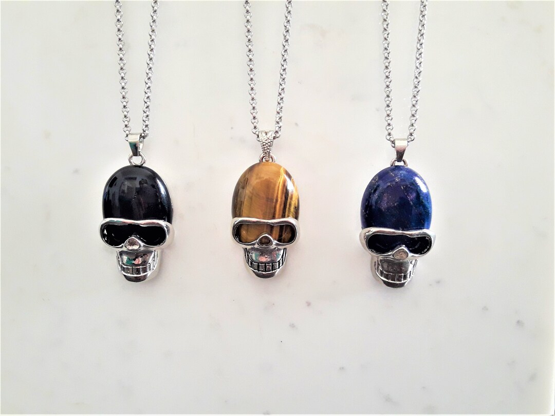 Men's Skull Necklace Skull Pendant Men's Necklace Etsy