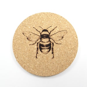 Bee Coaster, Bee Cork Coaster, Honey Bee, Bumblebee, Beer Mug Cork Coaster, Coaster, Beer Coaster, Eco Friendly