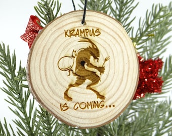 Wood Slice KRAMPUS Ornament, CUSTOM Ornament, Krampus Ornament, Occult, Demon, Baphomet  Magnet