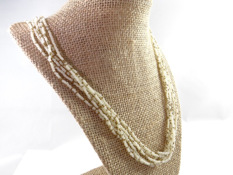 Trifari Small Beads Necklace White Gold Beaded Necklace Trifari Necklace