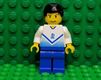 LEGO® Sports Soccer Soccer Player Blue and White 2 on Front, Number 2 on Back, Minifigure, Minifig
