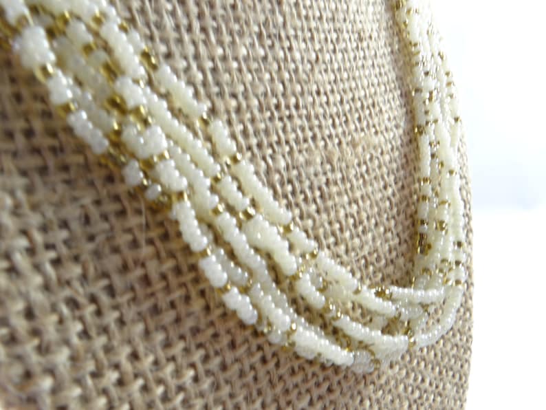 Trifari Small Beads Necklace White Gold Beaded Necklace Trifari Necklace