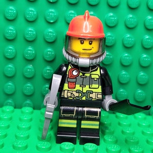 LEGO® Fire Fighter Fireman Firefighter Fire Male with Mask, Airtank and Tools, Minifigure, Minifig, LEGO®