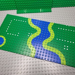 LEGO® Baseplate 16 x 32 with River and Set 6071 Dots Pattern 10x5inch, Builder image 2