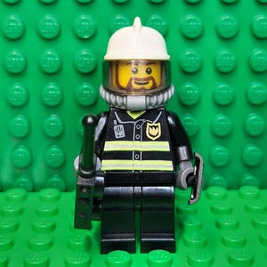 LEGO® Fire Fighter Fireman Firefighter Fire Male with Mask, Airtank and Tools, Minifigure, Minifig, LEGO®