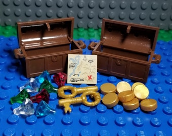 LEGO® Pirate Treasure Bulk Pack, Pirate Chest, Diamond, Emerald, Ruby, Gems, Jewels, Gold Coins, Doubloons, Treasure Map, Treasure Key