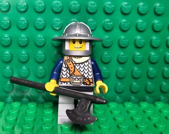 LEGO® Medieval Castle Fantasy Era Crown Knight Scale Mail with Chest Strap, Halberd and Helmet, LEGO® Minifigure, LEGO® Minifig, People