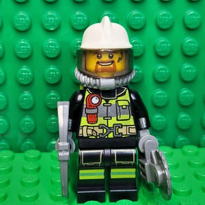LEGO® Fire Fighter Fireman Firefighter Fire Male with Mask, Airtank and Tools, Minifigure, Minifig, LEGO®