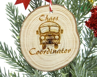Bus Driver Wood Slice Ornament, CUSTOM School Bus Driver Ornament, Chrismas Ornament, School Bus Driver Gift, Magnet