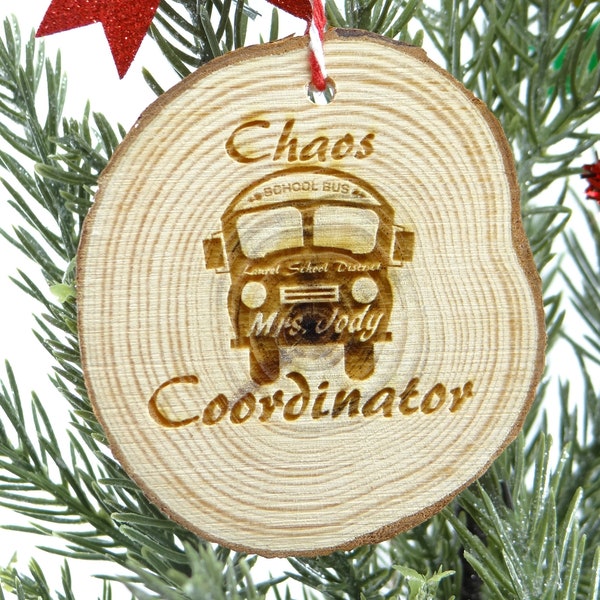 Bus Driver Wood Slice Ornament, CUSTOM School Bus Driver Ornament, Chrismas Ornament, School Bus Driver Gift, Magnet