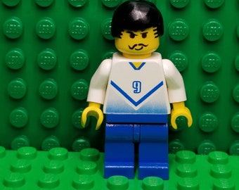 LEGO® Sports Soccer Soccer Player Blue and White 9 on Front, Number 9 on Back, Minifigure, Minifig