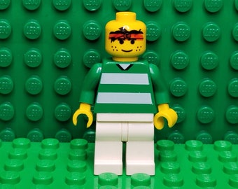 LEGO® Sports Soccer Soccer Player Green and White Stripes on Front, Number 3 on Back, Minifigure, Minifig