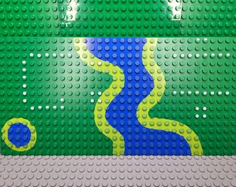 LEGO® Baseplate 16 x 32 with River and Set 6071 Dots Pattern 10x5inch, Builder