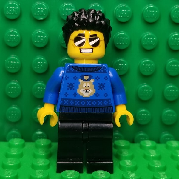 LEGO® Town City Police Trooper Detective Patrolman Cop Duke DeTain in Blue Sweater, Minifigure, LEGO® Minifig, LEGO® People