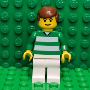 LEGO® Sports Soccer Soccer Player Green and White Stripes on Front, Number 11 on Back, Minifigure, Minifig