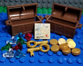 LEGO® Pirate Treasure Bulk Pack, Pirate Chest, Diamond, Emerald, Ruby, Gems, Jewels, Gold Coins, Doubloons, Treasure Map, Treasure Key