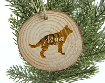 German Shepherd Wood Slice Ornament, CUSTOM Ornament, German Shepherd  Ornament, Add Pet Name, Magnet