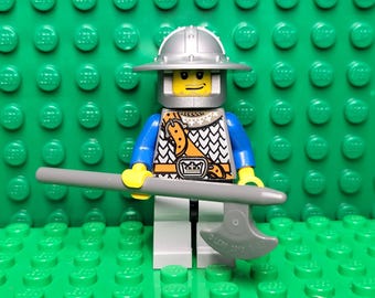 LEGO® Medieval Castle Fantasy Era Crown Knight with Halbred and Helmet, LEGO® Minifigure, LEGO® Minifig, People