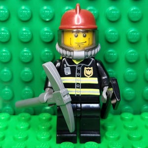 LEGO® Fire Fighter Fireman Firefighter Fire Male with Mask, Airtank and Tools, Minifigure, Minifig, LEGO®