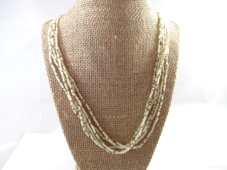 Trifari Small Beads Necklace White Gold Beaded Necklace Trifari Necklace