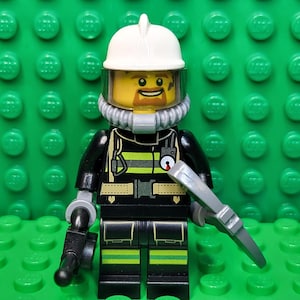 LEGO® Fire Fighter Fireman Firefighter Fire Male with Mask, Airtank and Tools, Minifigure, Minifig, LEGO®