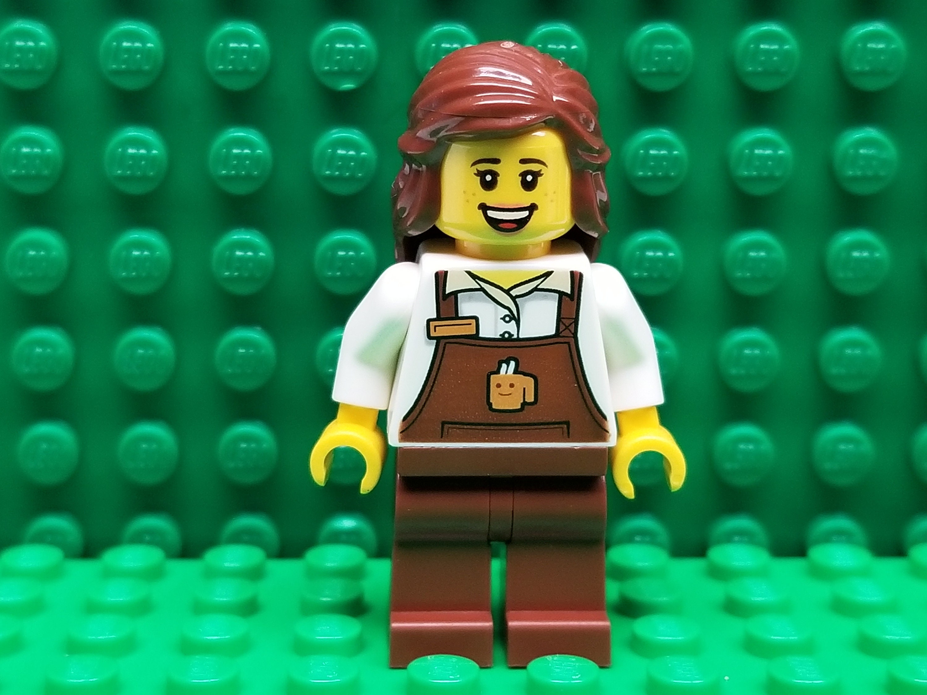 LEGO® City Town Barista Female With Reddish Brown Apron and - Etsy