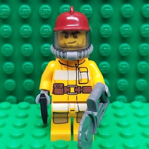 LEGO® Fire Fighter Fireman Firefighter Fire Male with Mask, Airtank and Tools, Minifigure, Minifig, LEGO®