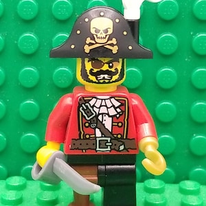 LEGO® Pirate Captain Wiith Peg Leg Gold Hook Hand and Sword, Minifigure,  Minifig, LEGO®