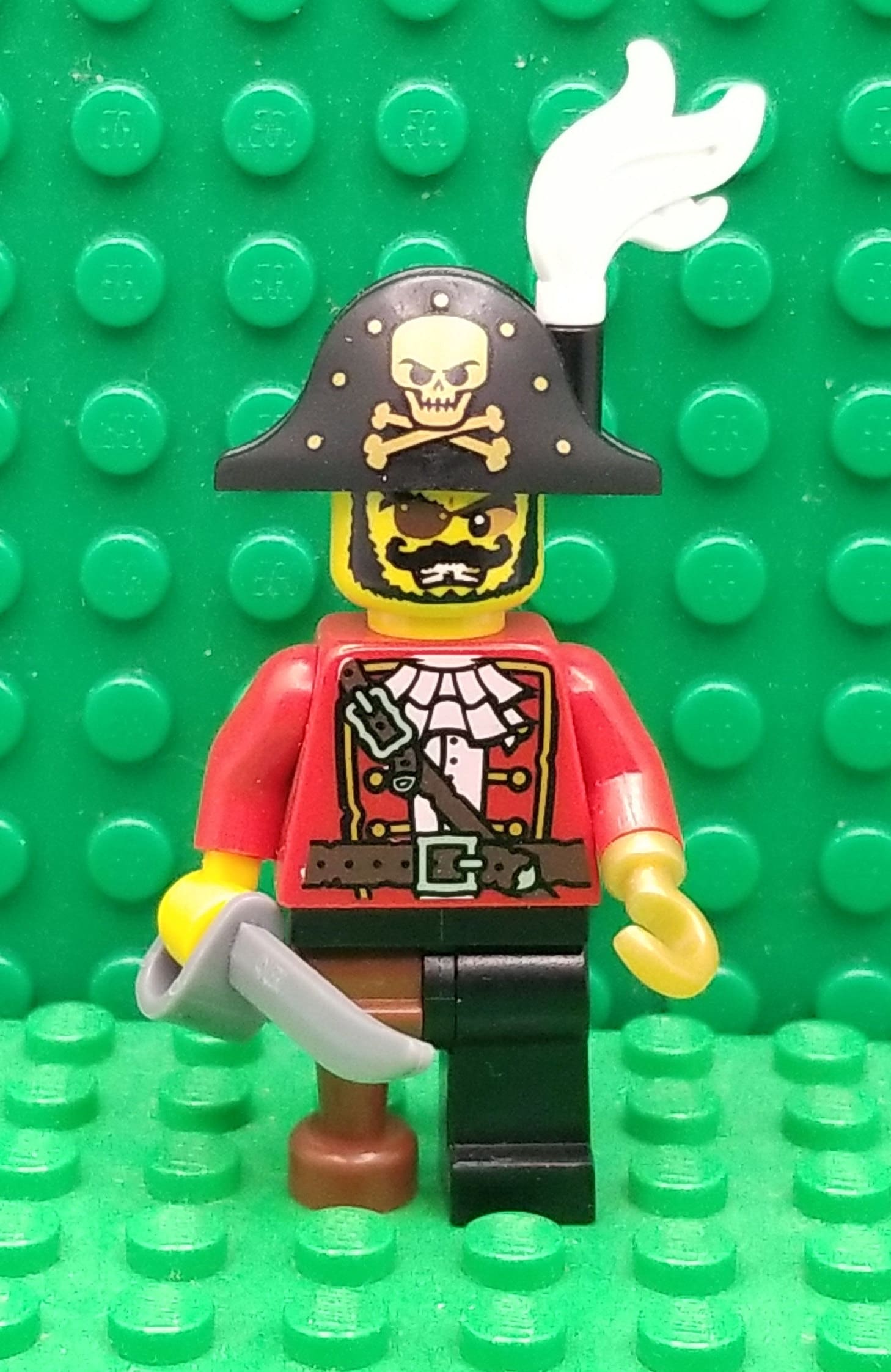 LEGO® Pirate Captain Wiith Peg Leg Gold Hook Hand and Sword, Minifigure,  Minifig, LEGO®