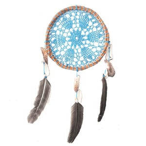 Blue Teal Dreamcatcher – Small Boho Wall Hanging for Kids’ or Boys’ Room | Crochet Tulum Decor | CuteCore Playful Gift Idea