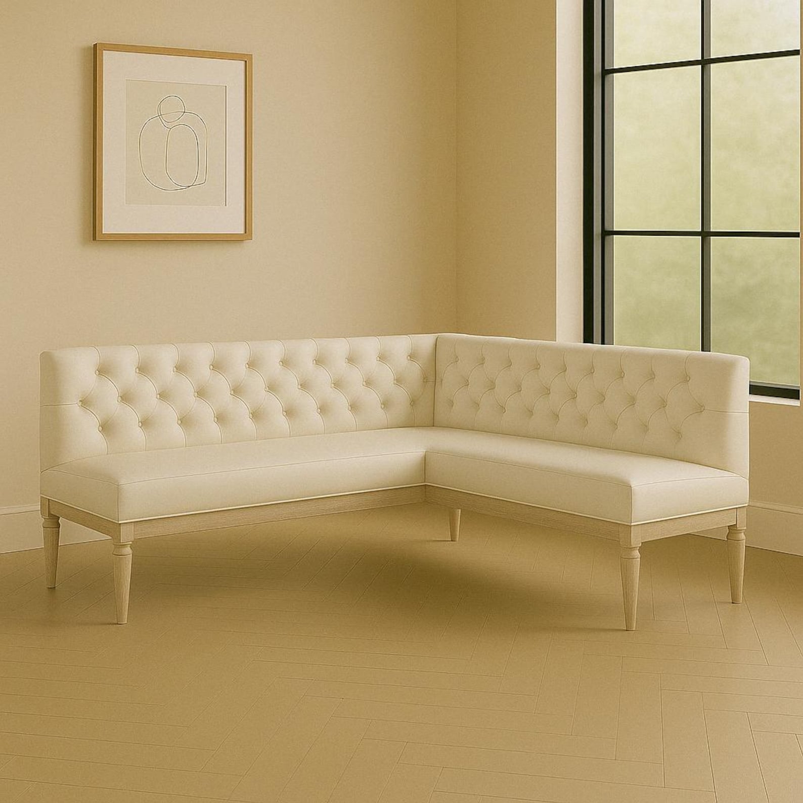 Custom Leather Banquette: Tufted L-shaped Corner Bench Seating - Etsy