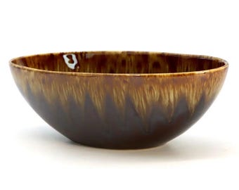 Vintage Drip Glaze Pottery Bowl: Mid-Century Modern Rustic Catch All