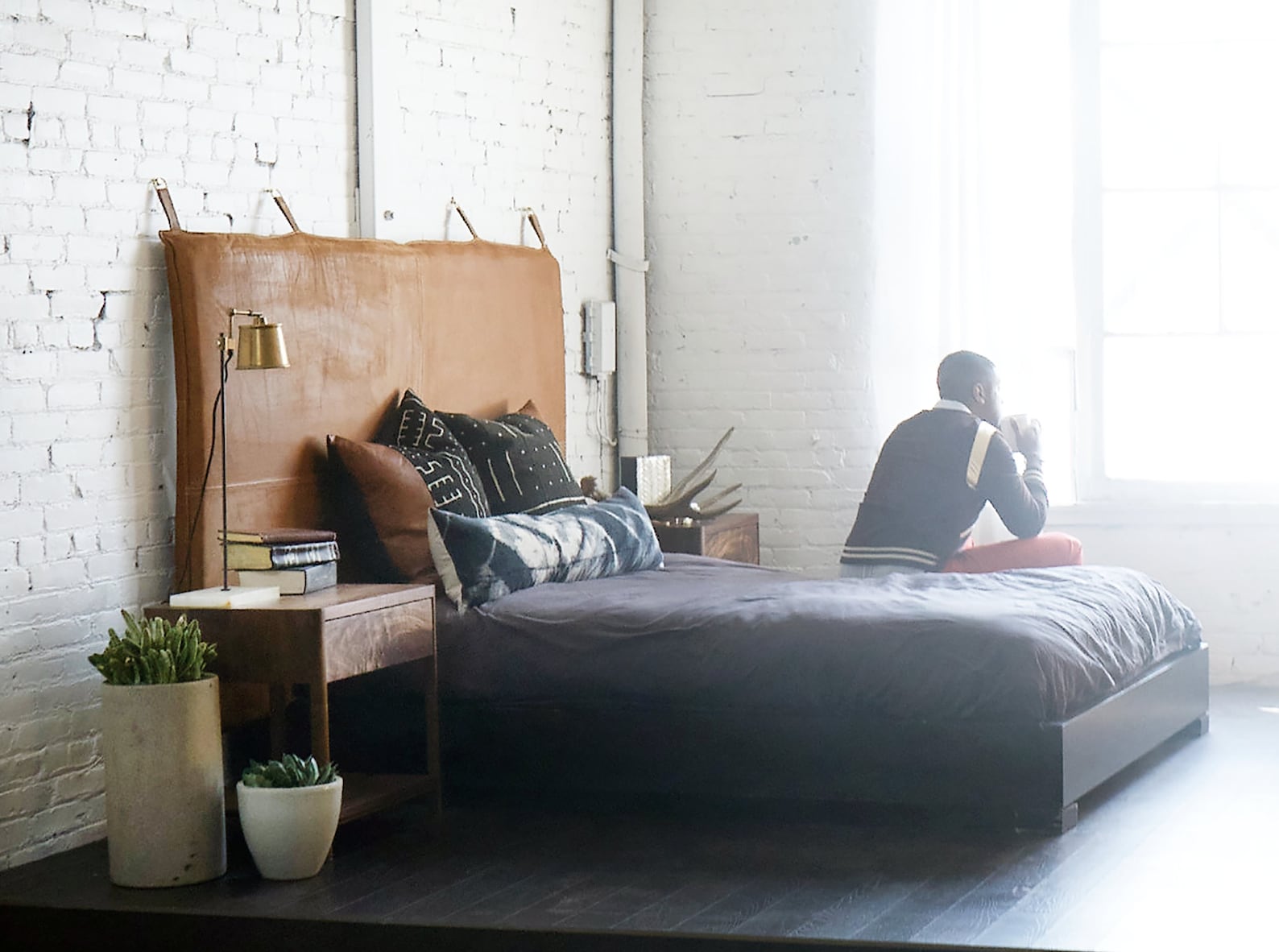 Leather Hanging Headboard With Straps Whiskey/tan/honey/custom Etsy