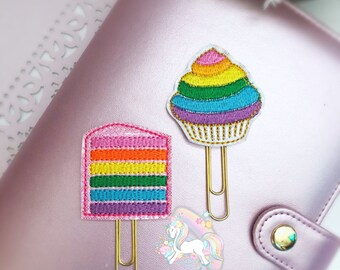 Rainbow Cake slice Planner clip, Rainbow cupcake Planner Clip, Food Planner Clip