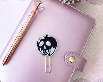 Black Glass Poison Apple Planner clip, Halloween Planner Clip