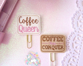 Coffee saying Planner clip, Coffee Planner Clip, Drink Planner Clip