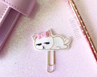 Tired Cat with Bow Planner clip