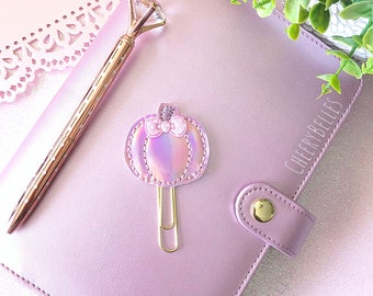 Pink Hologram Pumpkin Planner clip, Pumpkin Planner Clip