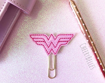 Woman Wonder Planner clip, Superhero Feltie