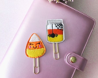 Candy Corn Planner clip, Spider in a Jar Planner Clip, Halloween Planner Clip, Spooky Planner Clip
