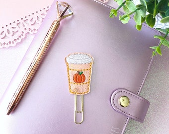 Pumpkin Latte Planner clip, Fall drink Planner Clip, Pumpkin Planner Clip