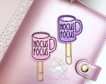 Hocus Pocus cup Planner clip, Coffee Cup Feltie, Halloween Planner clip