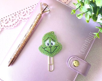 Mr. Green Planner clip, Christmas Planner Clip, Inspired Grinch Planner clip