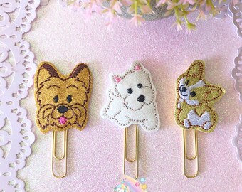 Dog Planner clip, Puppy planner clip, Westie Planner clip, Yorkie planner clips
