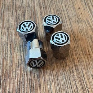 Silver VW Wheel Valve Dust Caps, Golf, T5, T6 Freepost