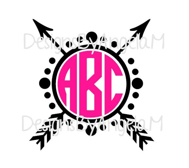 Download 4 Cute Circle Arrow Polka Dot Monogram Frames SVG Digital ...