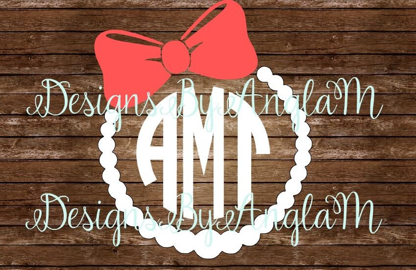 Download SVG Cute Pearl Necklace & Bow Monogram Initials SVG ...