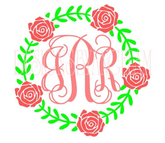 Download Floral Wreath Monogram Frame Initials Svg Digital Cutting File Etsy