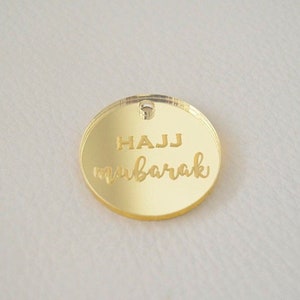 Hajj Mubarak Gold Acrylic Mirror Tag