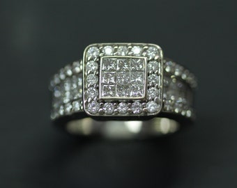 Ladies Diamond Ring - Dinner Ring - Statement Ring 2+ctw. 14K W/G Estate Sale 50% OFF
